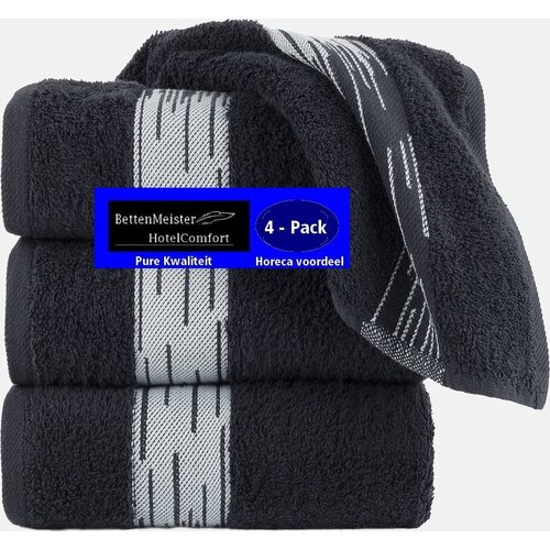 hotelgroothandel.nl 4 Pack Handdoek - (4 stuks) Essentials 550g. M² 50x100cm zwart - Katoen badstof