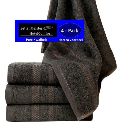 hotelgroothandel.nl 4 Pack Bad/handdoeken bamboo (4 stuks) - Antraciet - 50x90cm