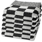 hotelgroothandel.nl 6 Pack Keukendoek - (6 stuks) zwart / wit 100% katoenen badstof | 50x50cm