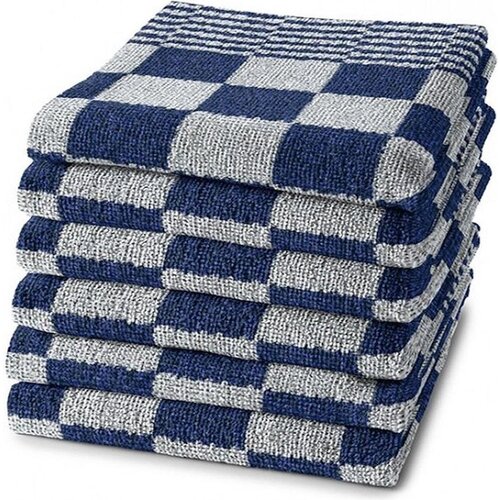 hotelgroothandel.nl 6 Pack Keukendoek - (6 stuks) stuks blauw / wit geblokt - 50x50cm - 100% katoenen badstof