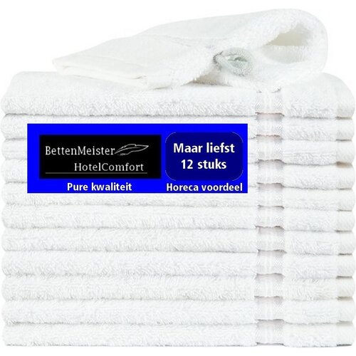 hotelgroothandel.nl 12 Stuks Washandjes Ruche Wit - 16x24cm - 550g. p/m2 - 100% gekamde katoen