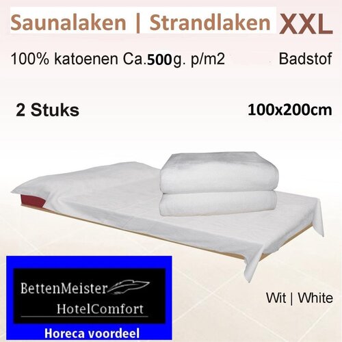 hotelgroothandel.nl Saunalaken Strandlaken XXL 500g.m² 100x200cm wit 1 Stuks