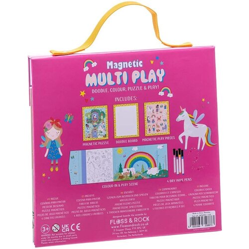 Floss & Rock Magnetische Speeldoos, Regenboog Elfje - 4 in 1 - 23,5 x 22,5 x 2cm