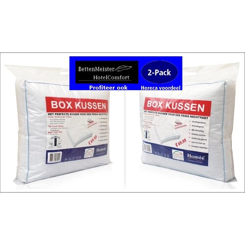 hotelgroothandel.nl 2 Pack Box Hoofdkussen - (2 stuks) 50x60 /10cm - tijk 100% katoen Perkal