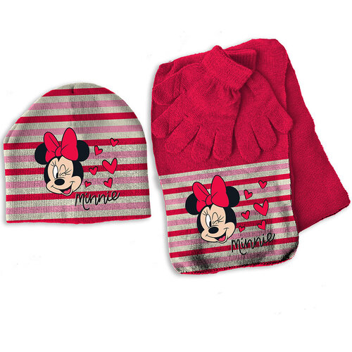 Disney Minnie Mouse Set muts, sjaal en handschoenen, Heart - ONE SIZE 3-6 jr - Acryl / Elastaan