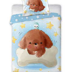 Cuddles BABY Dekbedovertrek, Puppy - 100 x 135 cm - Katoen