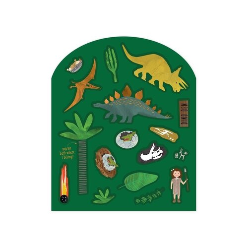 Floss & Rock Stickerboek met herbruikbare stickers, Dino - 27,5 x 21,5 x 1 cm - Multi