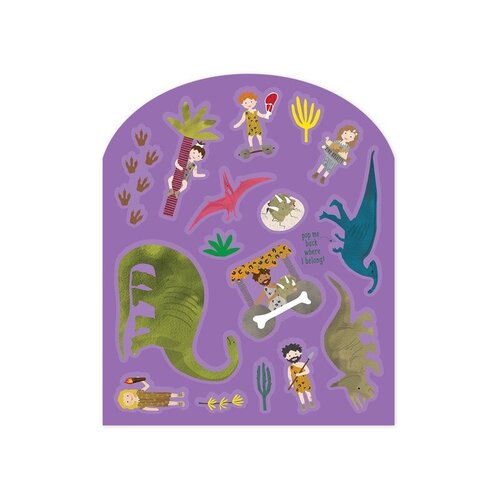 Floss & Rock Stickerboek met herbruikbare stickers, Dino - 27,5 x 21,5 x 1 cm - Multi