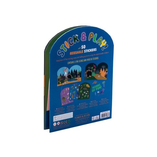 Floss & Rock Stickerboek met herbruikbare stickers, Dino - 27,5 x 21,5 x 1 cm - Multi