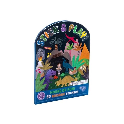 Floss & Rock Stickerboek met herbruikbare stickers, Dino - 27,5 x 21,5 x 1 cm - Multi