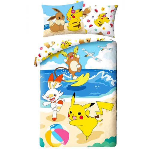 Pokemon Dekbedovertrek Pikachu Scorbunny - Eenpersoons - 140 x 200 cm - Katoen