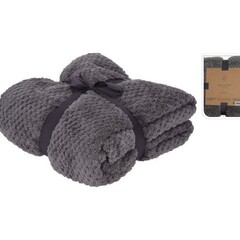 Koopman H&S Fleece deken/dekentje/plaid - polyester - grijs - 130 x 170 cm