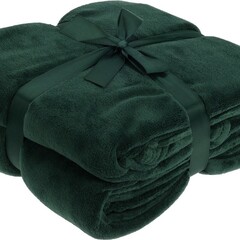 Koopman H&S Fleece deken/dekentje/plaid - polyester - donkergroen - 180 x 230 cm
