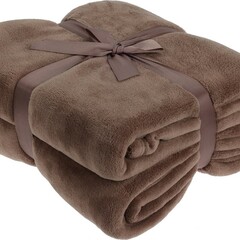 Koopman H&S Deken-plaid - fleece-polyester - bruin - 180 x 230 cm