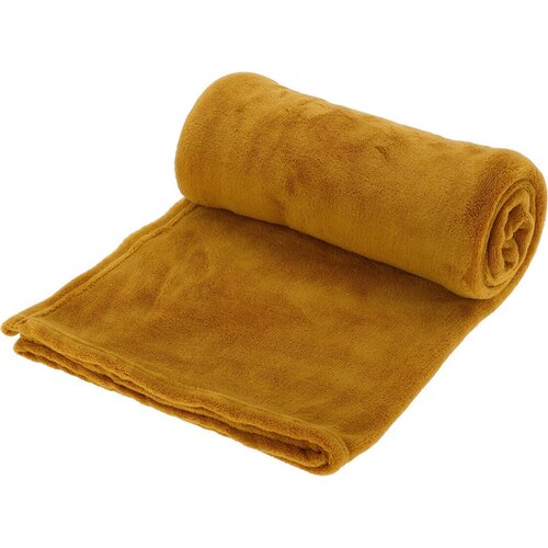 Huis en Bed Polyester fleece deken/dekentje/plaid 125 x 150 cm oker geel