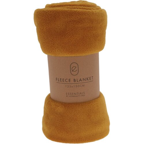 Koopman Polyester fleece deken/dekentje/plaid 125 x 150 cm oker geel