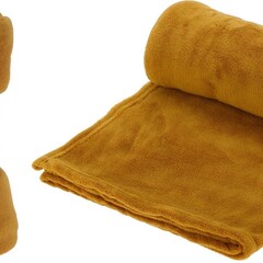 Koopman Polyester fleece deken/dekentje/plaid 125 x 150 cm oker geel