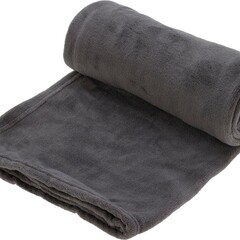 Koopman H&S Deken-plaid - fleece-polyester - donkergrijs - 125 x 150 cm