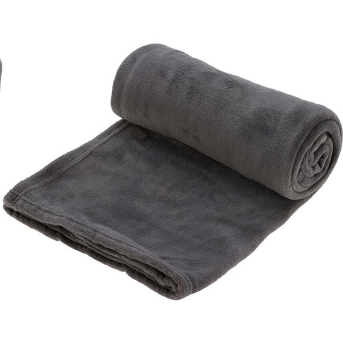 Koopman H&S Deken-plaid - fleece-polyester - donkergrijs - 125 x 150 cm