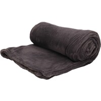 Koopman H&S Fleece deken/dekentje/plaid - polyester - antraciet - 125 x 150 cm
