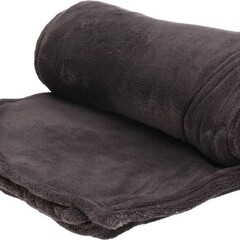 Koopman H&S Fleece deken/dekentje/plaid - polyester - antraciet - 125 x 150 cm