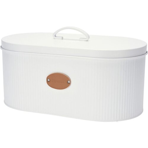 Koopman Luxe witte broodtrommel van metaal 33 x 18 x 15 cm