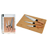 Koopman Messenset 4-delig met bamboe snijplank RVS messen en bamboe handgrepen