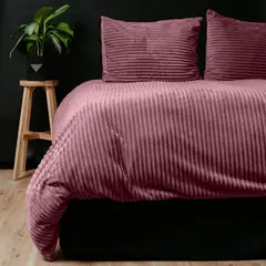 Sleeptime Dekbedovertrek Rib Teddy Oud Roze