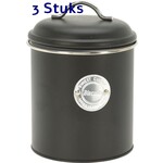 Koopman 3 stuks Biscuits doos / voorraadblik - zwart