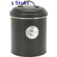 Koopman 3 stuks Biscuits doos / voorraadblik - zwart