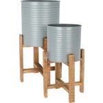 Koopman Pro Garden Bloempot 50 X 29/58 X 31 Cm Staal/hout Grijs 2-delig