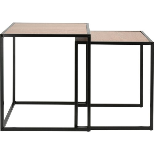 HuisenBed Bijzettafel/planten verhoger/standaard - set 2-delig - bruin|zwart - metaal - 37 x 34/34 x 30 cm