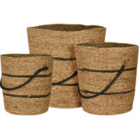 Koopman Rieten opbergmanden set - 3-delig - 32/37/42 cm - met handvatten