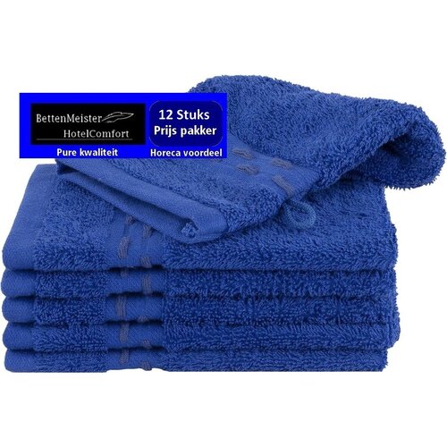 hotelgroothandel.nl 12 Stuks - super voordeel pak Washandjes - golf jacquard royal blauw 15x22cm 100% katoen