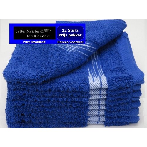 hotelgroothandel.nl 12 Stuks - super voordeel pak Washandjes  - set van Essentials15x22cm blauw 100% katoen