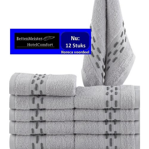 hotelgroothandel.nl 12 Stuks - super voordeel pak Gastdoeken - golf jacquard grijs 30x50cm