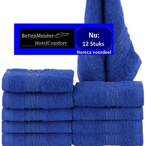 hotelgroothandel.nl 12 Stuks - super voordeel pak Gastdoeken - golf jacquard royal blauw 30x50cm