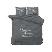 Sleeptime Dekbedovertrek Live, laugh and love Antraciet