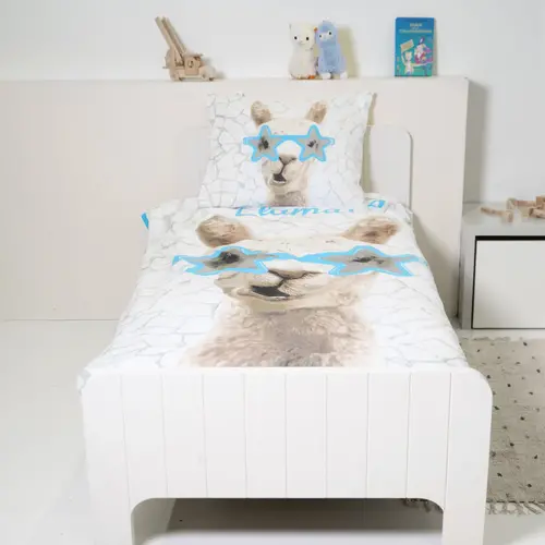 Dreamhouse Dekbedovertrek kids No Drama Llama Wit 140 x 220