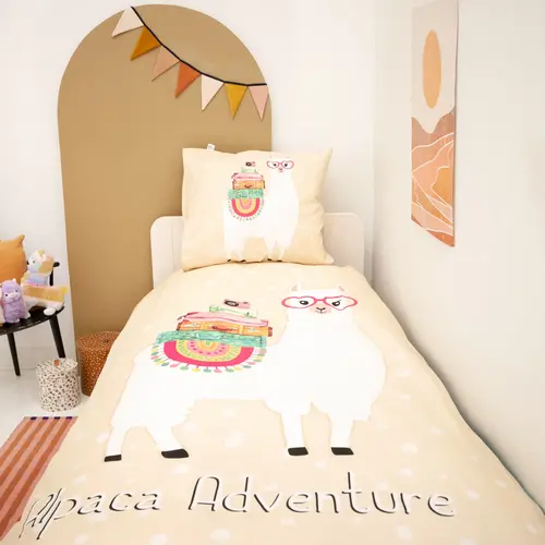 Dreamhouse Dekbedovertrek kids Alpaca Adventure Zand 140 x 220