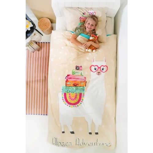 Dreamhouse Dekbedovertrek kids Alpaca Adventure Zand 140 x 220