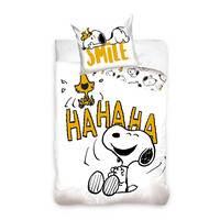 Snoopy Dekbedovertrek, Smile - Eenpersoons - 140 x 200 cm - Katoen