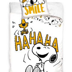 Snoopy Dekbedovertrek, Smile - Eenpersoons - 140 x 200 cm - Katoen