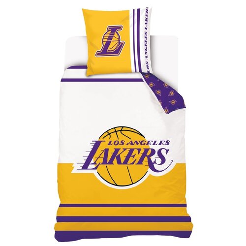 Lakers Dekbedovertrek, Basketball - Eenpersoons - 140 x 200 cm - Katoen