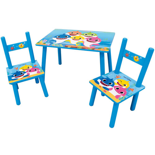 Baby Shark Tafel met 2 stoeltjes, Family - 3 delig - MDF