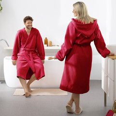 Moodit Badjas Reese, Donker Rood - Unisex - Katoen/Polyester