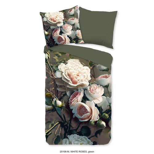 Pure Dekbedovertrek White Roses microfiber nr.20106 groen