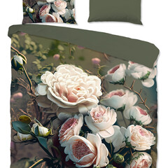 Pure Dekbedovertrek White Roses microfiber nr.20106 groen