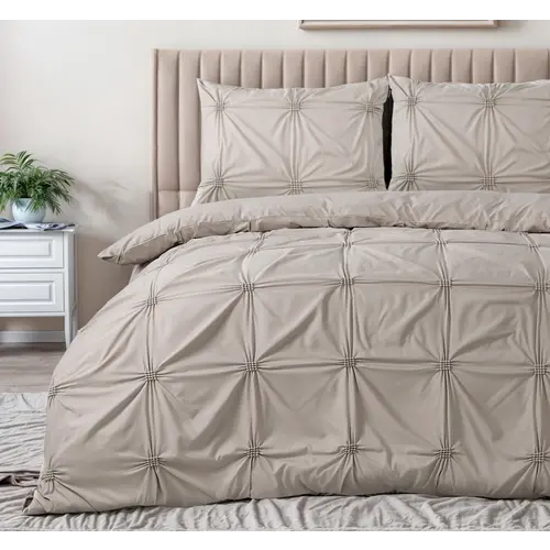 Sleeptime Dekbedovertrek Punch pintuck Taupe