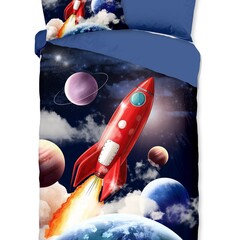 Pure Dekbedovertrek Rocket 140x220 microfiber kids nr.33142 blauw